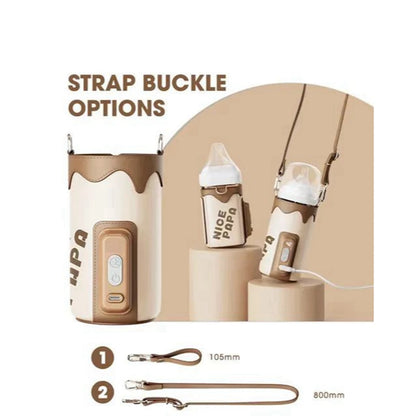Portable Baby Bottle Warmer for Travel, USB Charging Bottle Warmer Sleeve, 5 Levels 38-50℃ Adjustable