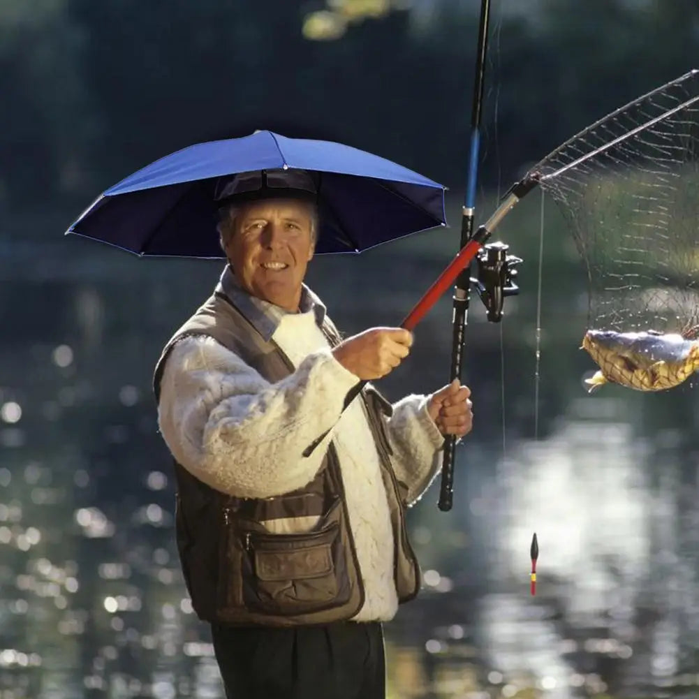 Outdoor Fishing Caps Portable Umbrella Hat Sunscreen Waterproof Fishing Umbrella Universal Headwear Hats Camping Foldable Hats