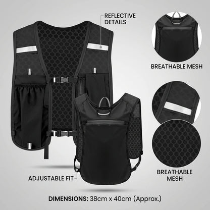 Lightweight Running Vest with Phone Holder New Reflective Hydration Water Chest Pack Storage for Sports Water Bottle