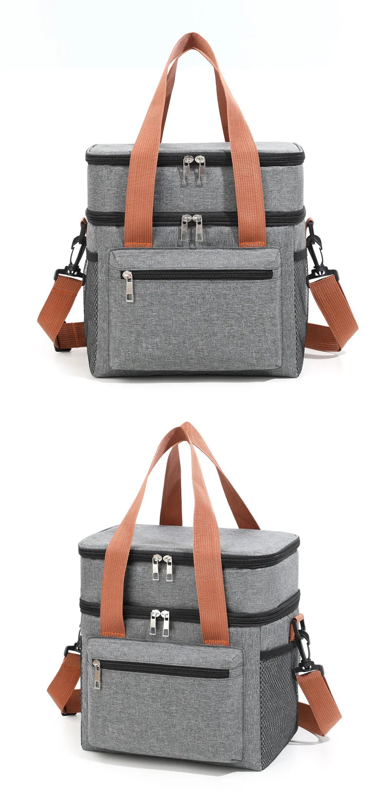 Thermal Lunch Bag Double Layers Large Capacity Lunch Boxes Bags Portable Crossbody Picnic Food Drink Storage Bag Cooler Tote New