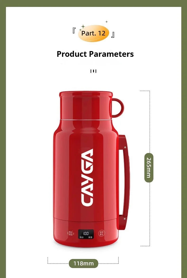 Large Capacity Travel Electric Kettle Constant Temperature Water Boiler Dual Lid Design 110V Portable Insulated Kettle