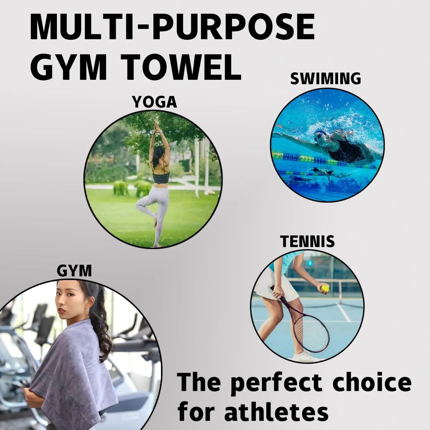 42*95cm Microfiber Gym Yoga Exercise Swimming Fitness Towel Fast Drying Cooling Towel Beach Running Body Non-slip Sports Sweat