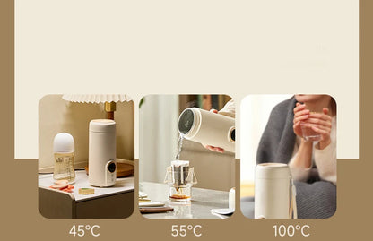 LED Digital Display Boiling Water Electric Bottle 220V 400W Leakproof Travel Milk Coffee Heating Cup Portable Hot Water Kettle