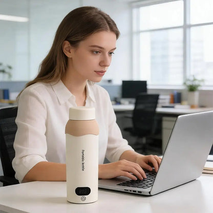 500ml LCD Electric Kettle WIth 304 Stainless Steel Hotel Camping 6 Temperature Control USB Portable Travel Heating Water Cup