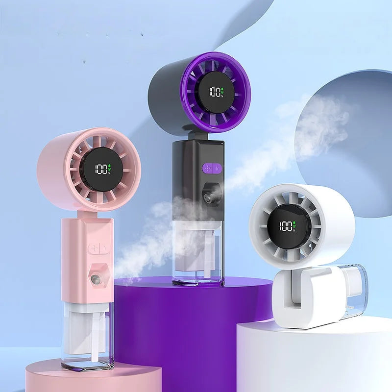 New Hand-held Fan 2 in 1 Nano Spray Water Replenishing Fan Portable Outdoor Humidification High-speed Turbine Small Fan