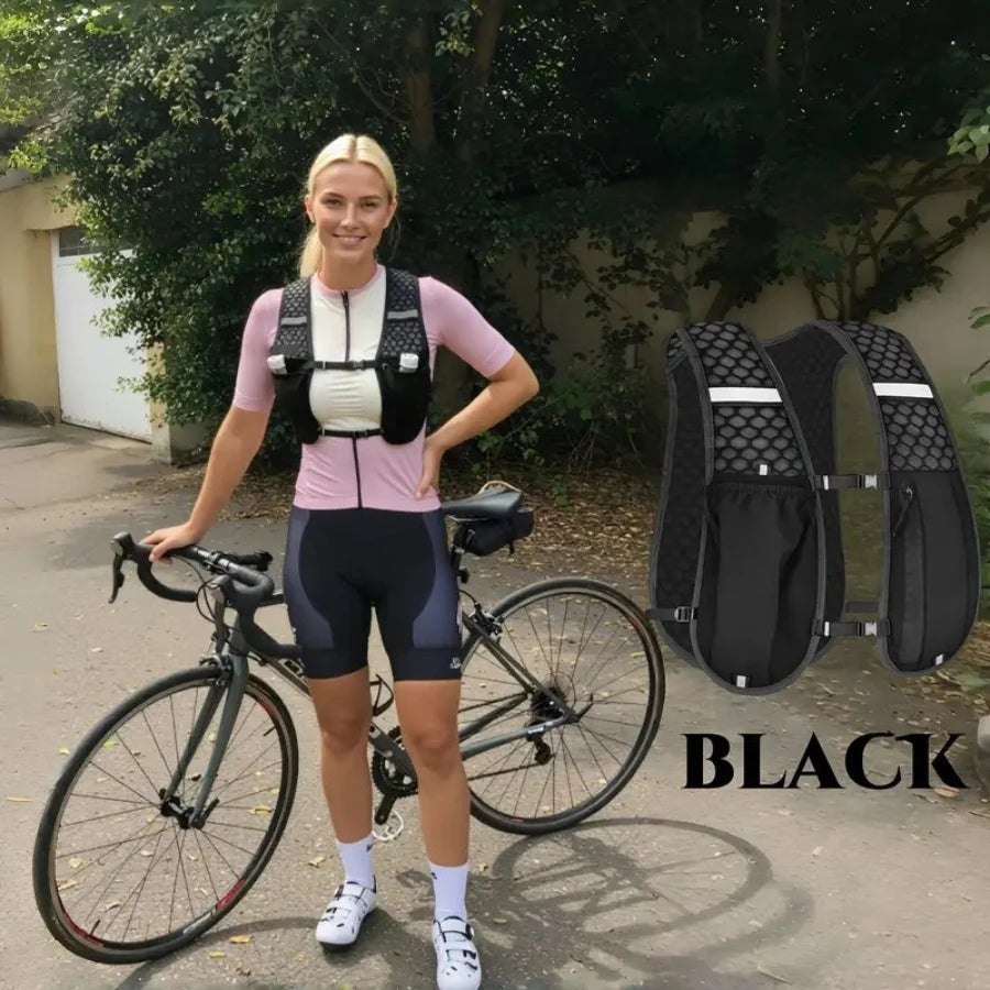 Biking Running Storage Vest Backpack Lightweight Running Vest Reflective Hydration Water Chest Pack Phone Storage Pocket