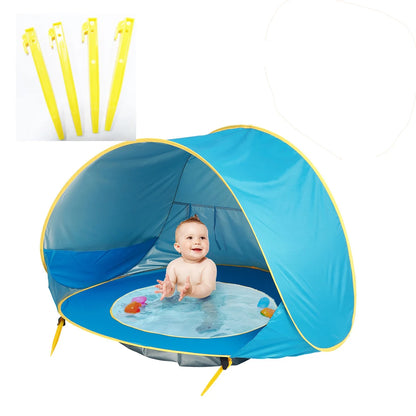 Baby Beach Tent UPF 50+ UV Protection Waterproof Sun Shelter with Mini Pool, Kids Outdoor Camping Portable Beach Sunshade
