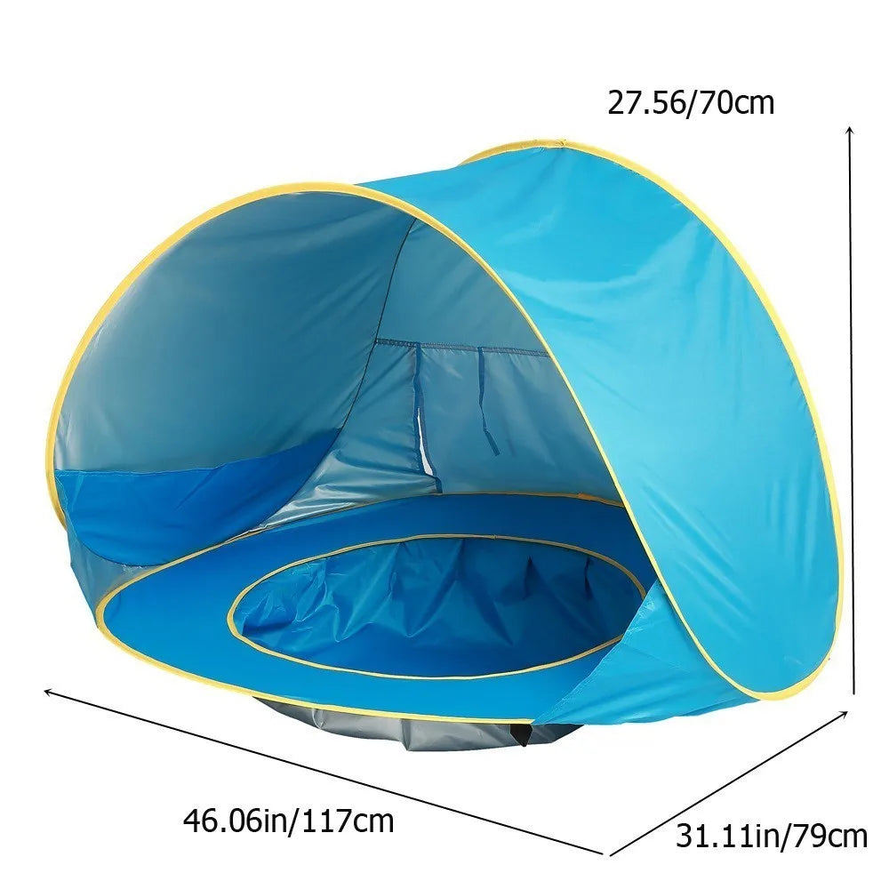 Baby Beach Tent UPF 50+ UV Protection Waterproof Sun Shelter with Mini Pool, Kids Outdoor Camping Portable Beach Sunshade