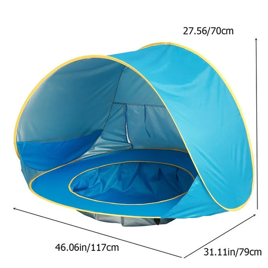 Baby Beach Tent UPF 50+ UV Protection Waterproof Sun Shelter with Mini Pool, Kids Outdoor Camping Portable Beach Sunshade
