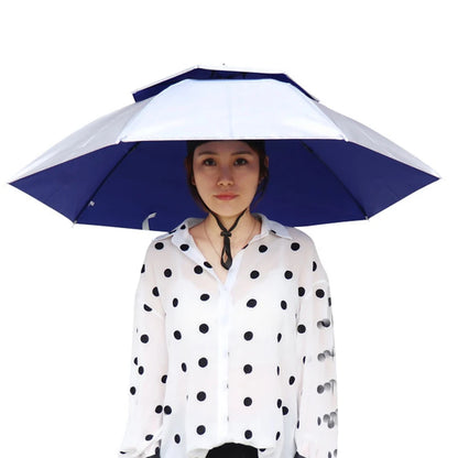 Portable Rain Umbrella Hat Foldable Outdoor Fishing Sunshade Waterproof Camping Headwear Beach Head Hats Fishing Hat 55-95CM