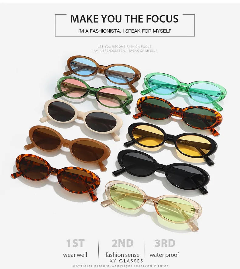 Small Oval Sunglasses for Women's Vintage Design Sun glasses Shades Female Sexy Retro Punk Men Sunglass Outdoor Trendy Eyewear