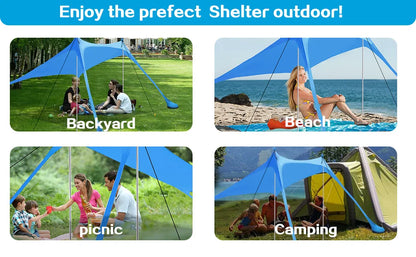 Camping Tent Windproof Pop Up Awning Outdoor Beach Sun Shade UV Ultralight Beach Canopy Tents for Camping Fishing Picnics