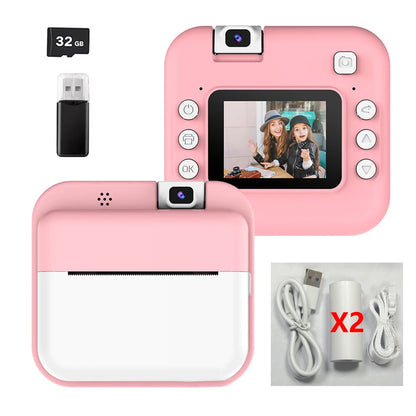 Children Digital Camera Photography Instant Print Camera for Kids Thermal Print Camera Photo Printing Video Toys With 32G Card