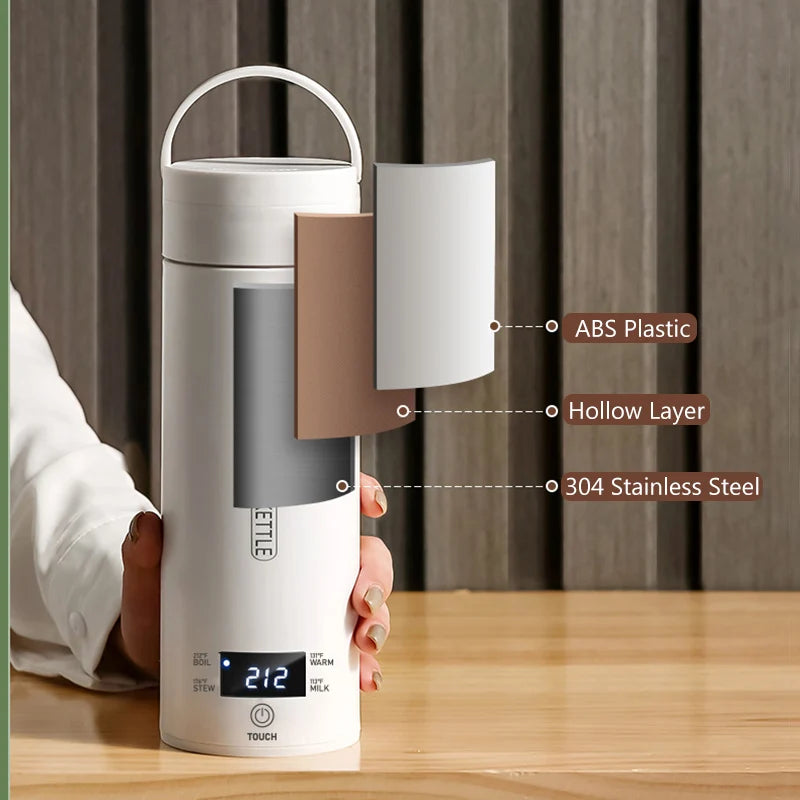 4 Temperature Electric Heating Kettle Leakproof Portable Fast Water Boiling Thermos Bottle Portable 220V 110V Hot Water Cup