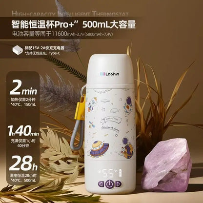 Wireless TemperatureControlled Cup, Portable Baby Bottle Warmer and Travel Kettle, Compact Water Heater, Quick Heat Bottle