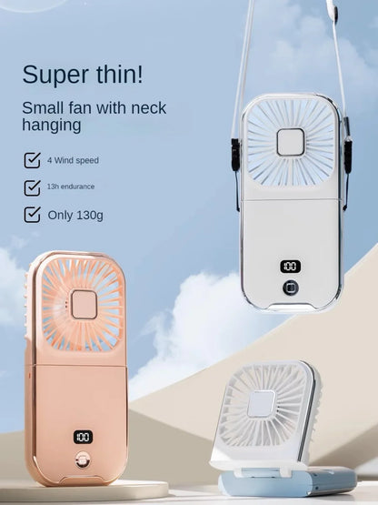 3000mah Folding Handheld Fan USB Charging Digital Display Outdoor Mini Neck Hanging For Sport Outdoor