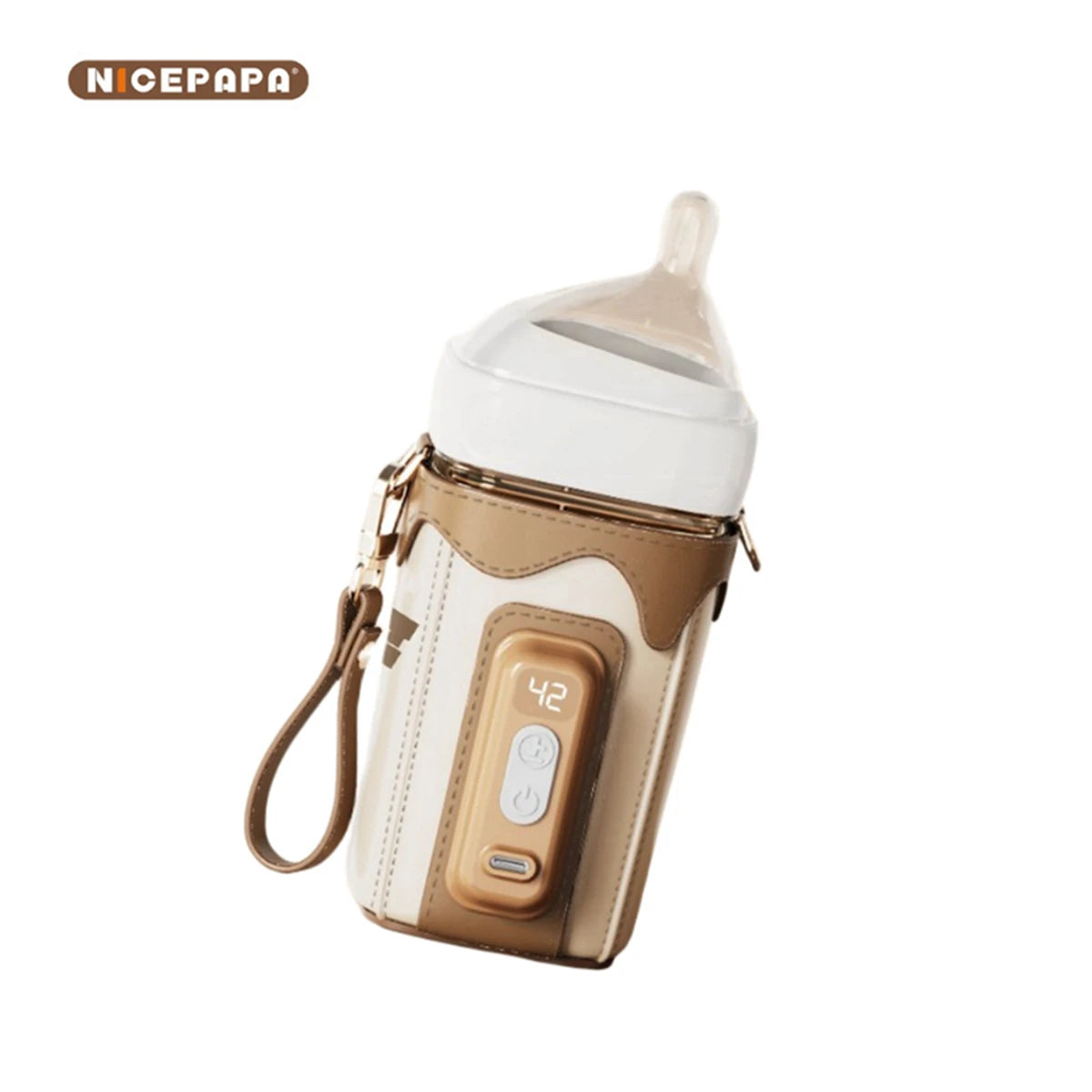Portable Baby Bottle Warmer for Travel, USB Charging Bottle Warmer Sleeve, 5 Levels 38-50℃ Adjustable