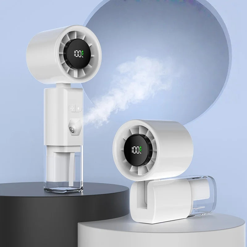 New Hand-held Fan 2 in 1 Nano Spray Water Replenishing Fan Portable Outdoor Humidification High-speed Turbine Small Fan