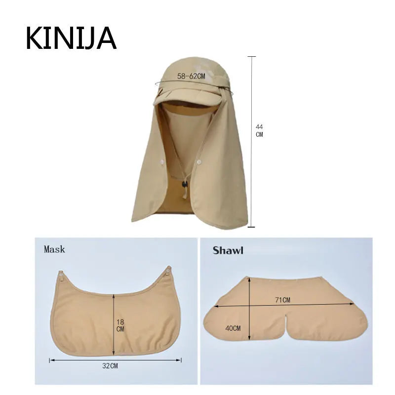 Foldable Quick Drying Waterproof 360° Visor Hat UV Protection Baseball Cap Men Shawl Sun Hats Women Dual Use Fishing Hiking Cap