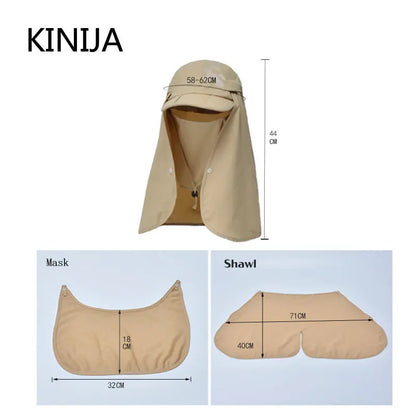 Foldable Quick Drying Waterproof 360° Visor Hat UV Protection Baseball Cap Men Shawl Sun Hats Women Dual Use Fishing Hiking Cap