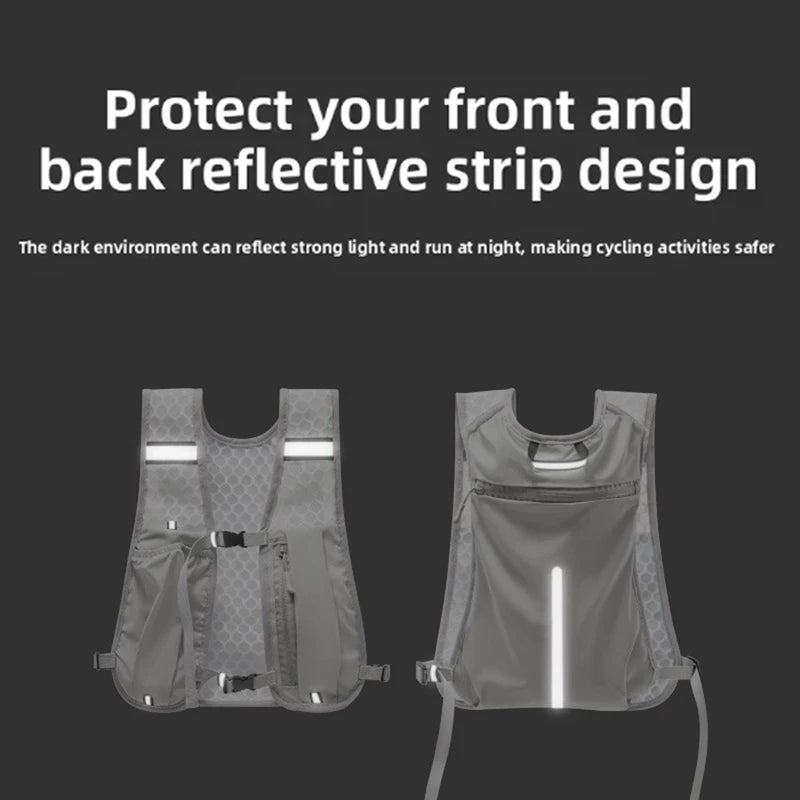 Biking Running Storage Vest Backpack Lightweight Running Vest Reflective Hydration Water Chest Pack Phone Storage Pocket