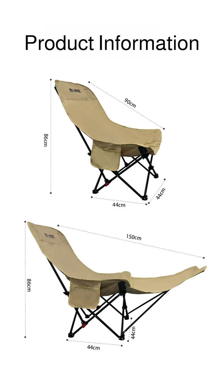 Outdoor Portable Camping Recliner Foldable Nap Beach Chair with Leg Support Lightweight Travel Folding Chair for Hiking Fishing