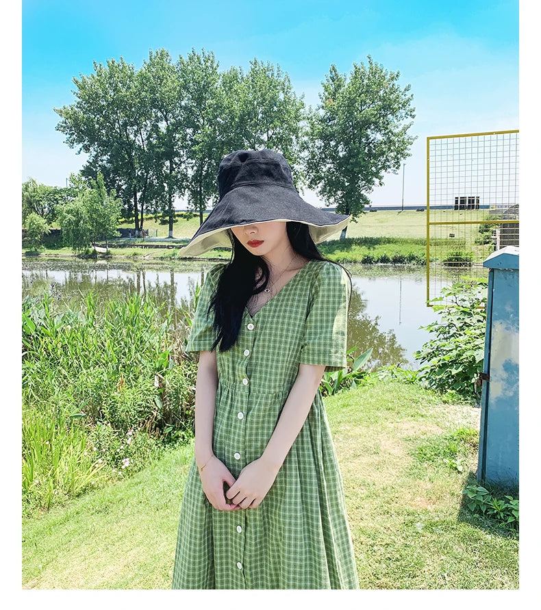 Wide Brim UPF 50+ Sun Hat Women Anti-UV Protection Hiking Fisherman Cap Fold Summer Solid Beach Hat 2024 Double sided Sun hat