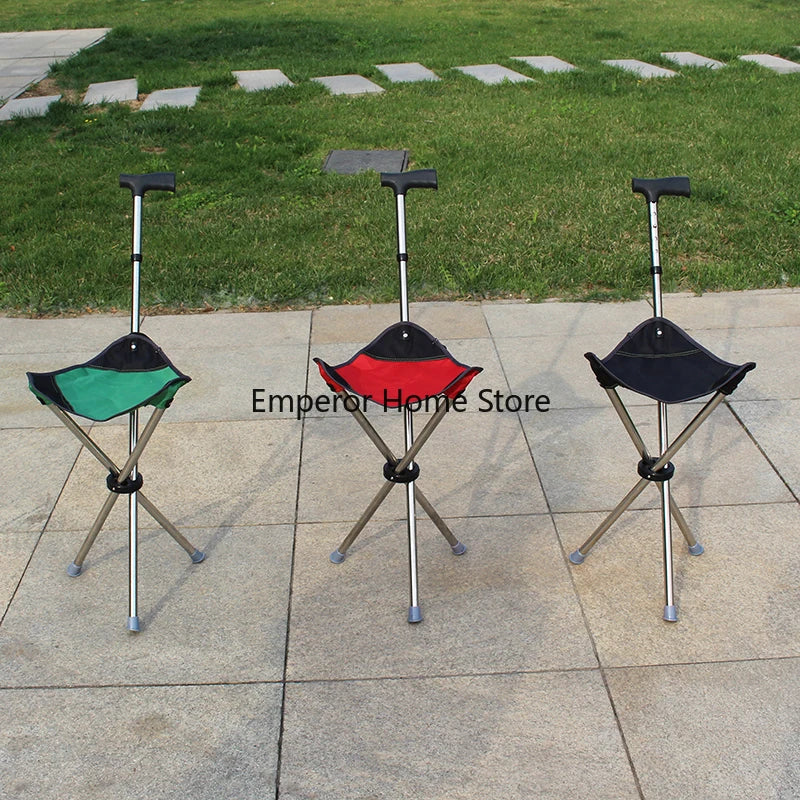 Climbing Mountain Beach Chair Retractable Folding Straight Cane Stool Elderly Assistance Walking Leisure Hand-held Chair 캠핑의자 의자