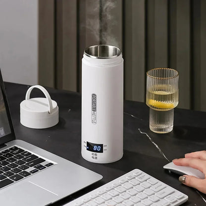 450ML Electric Kettles Portable Tea Coffee Kettle Travel Boil Water Thermal Cup Anti-Scald Water Bottle English Menu