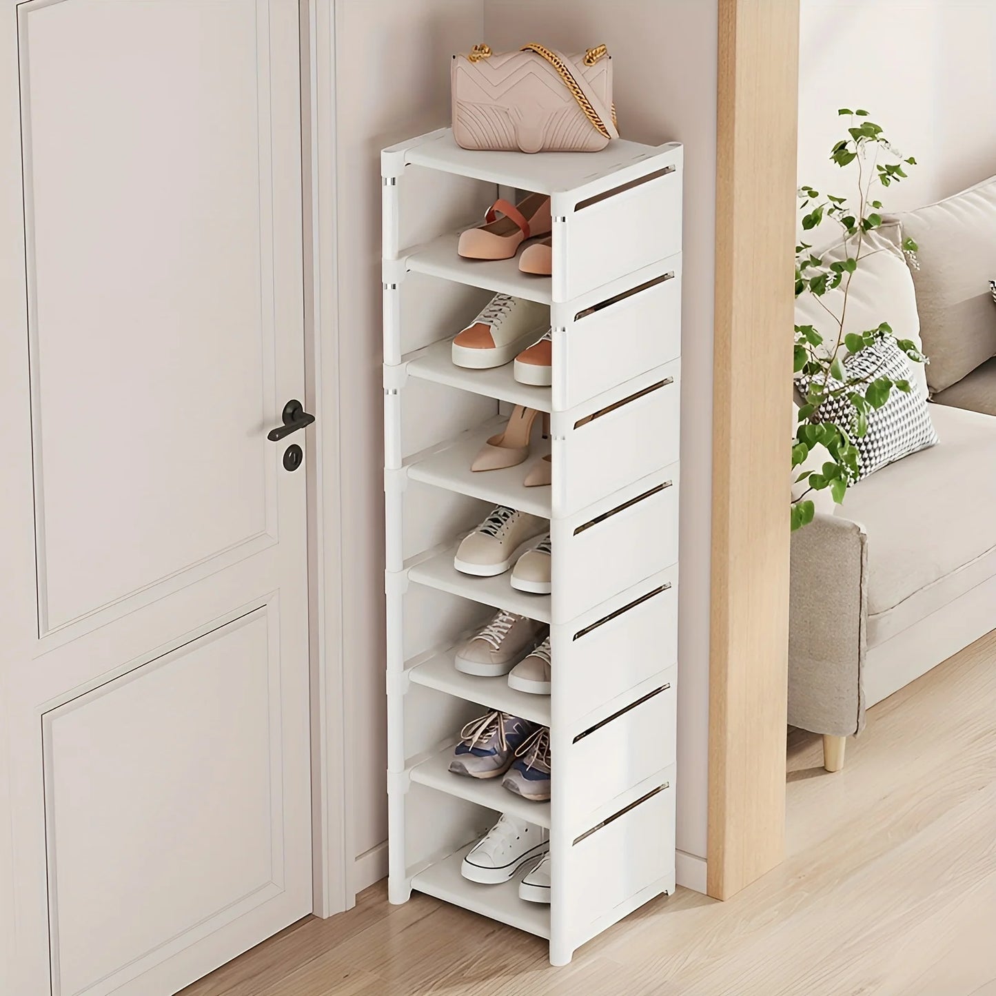 Metal Frame Shoe Rack Multi-Tier Fabric Shelves Space Saving for Sneakers Sandals Entryway Easy Assembly Holiday Storage