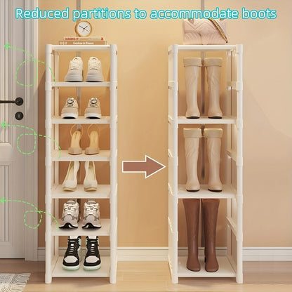 Metal Frame Shoe Rack Multi-Tier Fabric Shelves Space Saving for Sneakers Sandals Entryway Easy Assembly Holiday Storage