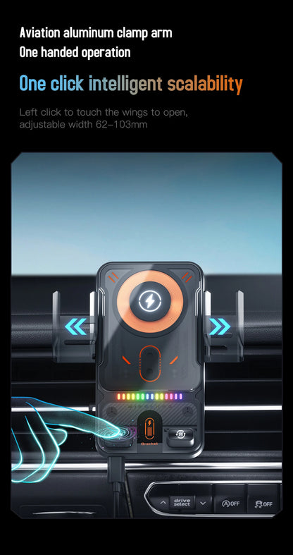 15W Wireless Charger Smart Induction Rotating Universal Car Mobile Phone Holder Air Outlet Clip For iPhone Samsung Xiaomi Huawei