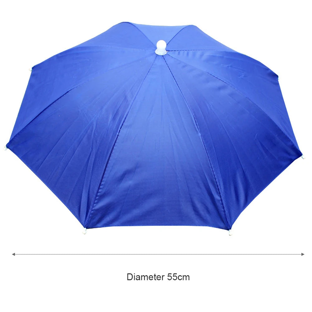 Portable Rain Umbrella Hat Foldable Outdoor Fishing Sunshade Waterproof Camping Headwear Beach Head Hats Fishing Hat 55-95CM