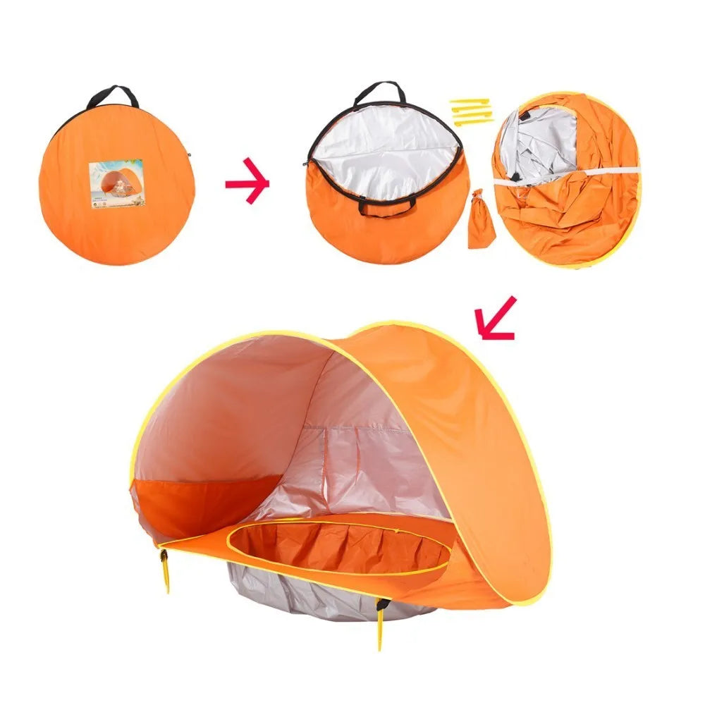 Baby Beach Tent UPF 50+ UV Protection Waterproof Sun Shelter with Mini Pool, Kids Outdoor Camping Portable Beach Sunshade