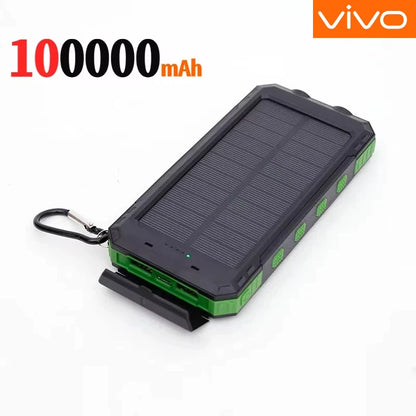 VIVO 500000mAh Solar Power Bank Portable Large Capacity Charger Compatible USB-A And USB-C With Flashlight For iPhone Huawei