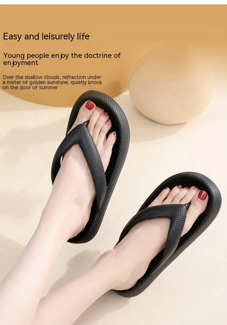 Summer Flip Flops Flat Platform Comfy Women Soft Sole Beach Slippers Fashion Sandals House Bathroom Non-Slip Thick Soled Shoes