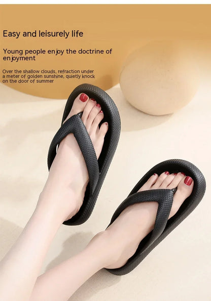 Summer Flip Flops Flat Platform Comfy Women Soft Sole Beach Slippers Fashion Sandals House Bathroom Non-Slip Thick Soled Shoes