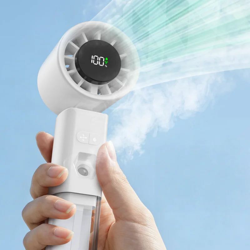 New Hand-held Fan 2 in 1 Nano Spray Water Replenishing Fan Portable Outdoor Humidification High-speed Turbine Small Fan