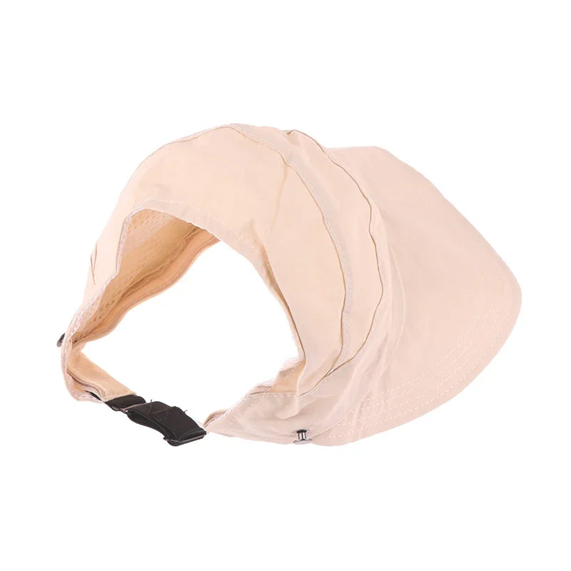 1× Foldable Wide Brim Ponytail Sun Hat Summer Autumn Outgoing UV Protection Bucket Hat for Women Fisherman Caps with Mask Button