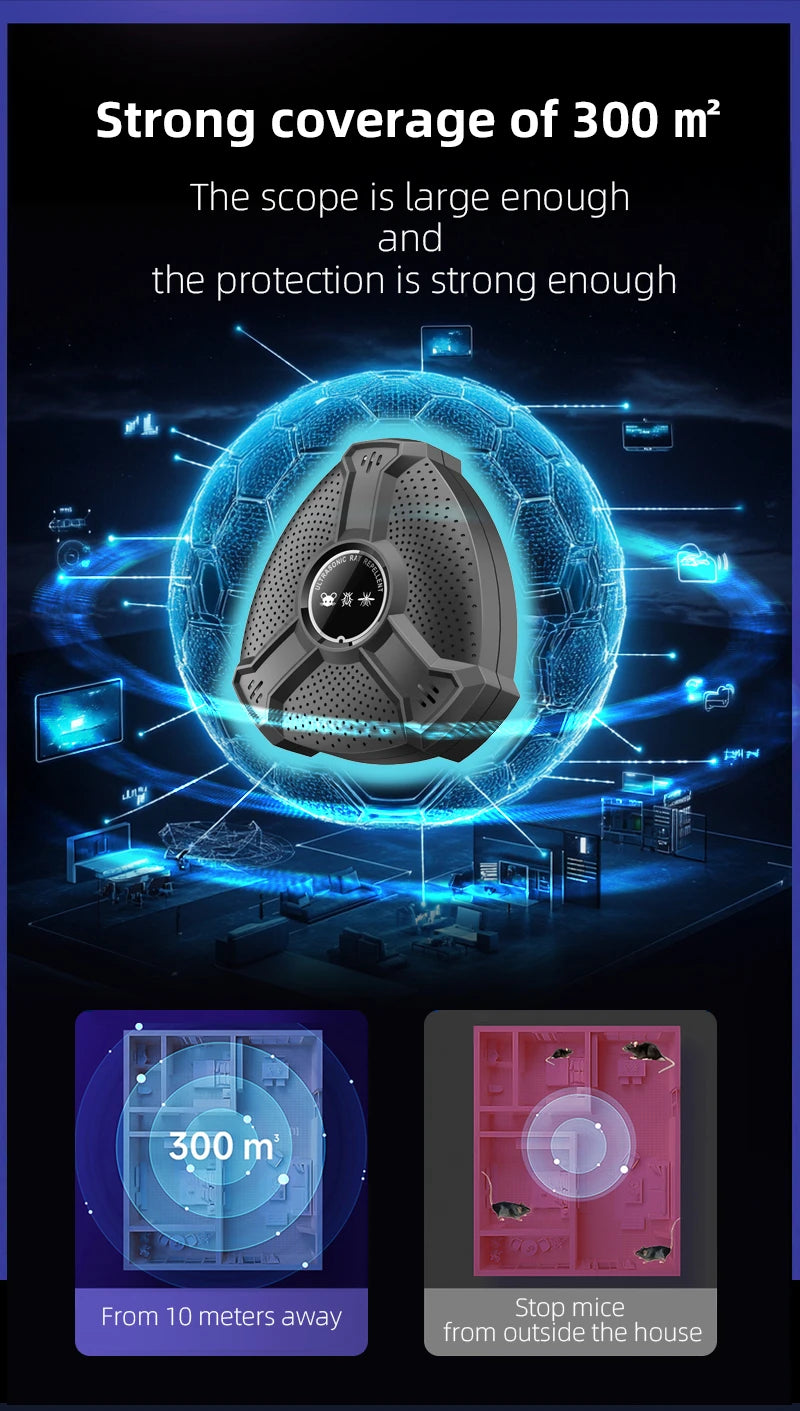 Intelligent Ultrasonic Rodent Repellent High-power Warehous Kitchen To Drive Away Mice And Cockroaches Household Use