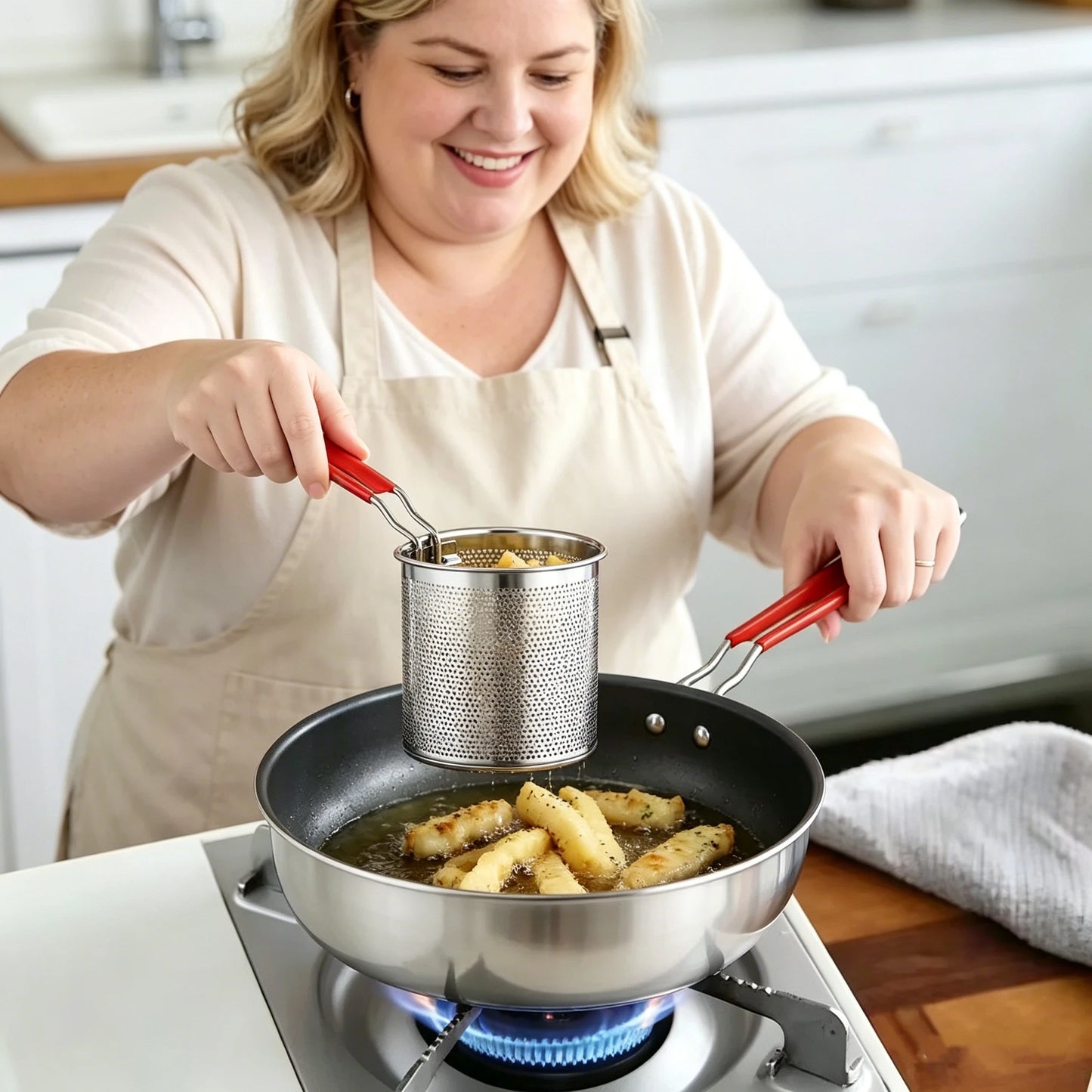 Deep Frying Pot Kitchen Fryer With Strainer Stainless Steel Tempura Fryer Pan Fry Pot Chicken Fried Chicken Cooking Tools