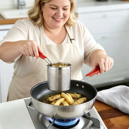 Deep Frying Pot Kitchen Fryer With Strainer Stainless Steel Tempura Fryer Pan Fry Pot Chicken Fried Chicken Cooking Tools