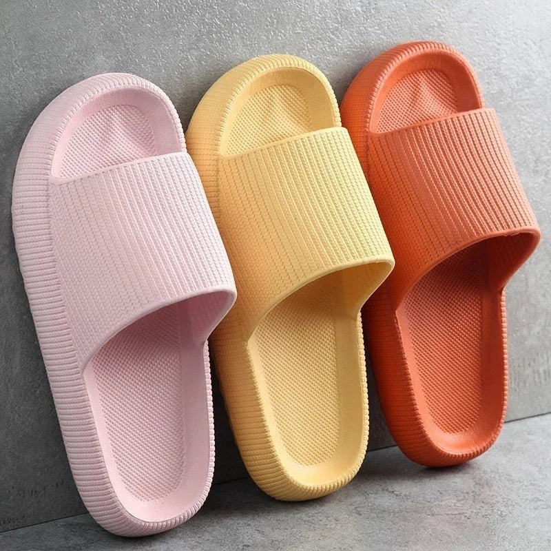 High quality Women Thick Slippers Indoor Home Eva Soft Sole Pillow Slides Sandals Woman Summer Non Slip Beach Flip Flops New