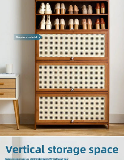 Imitation rattan woven shoe cabinet, simple shoe rack at the door of the home, economical, good-looking indoors