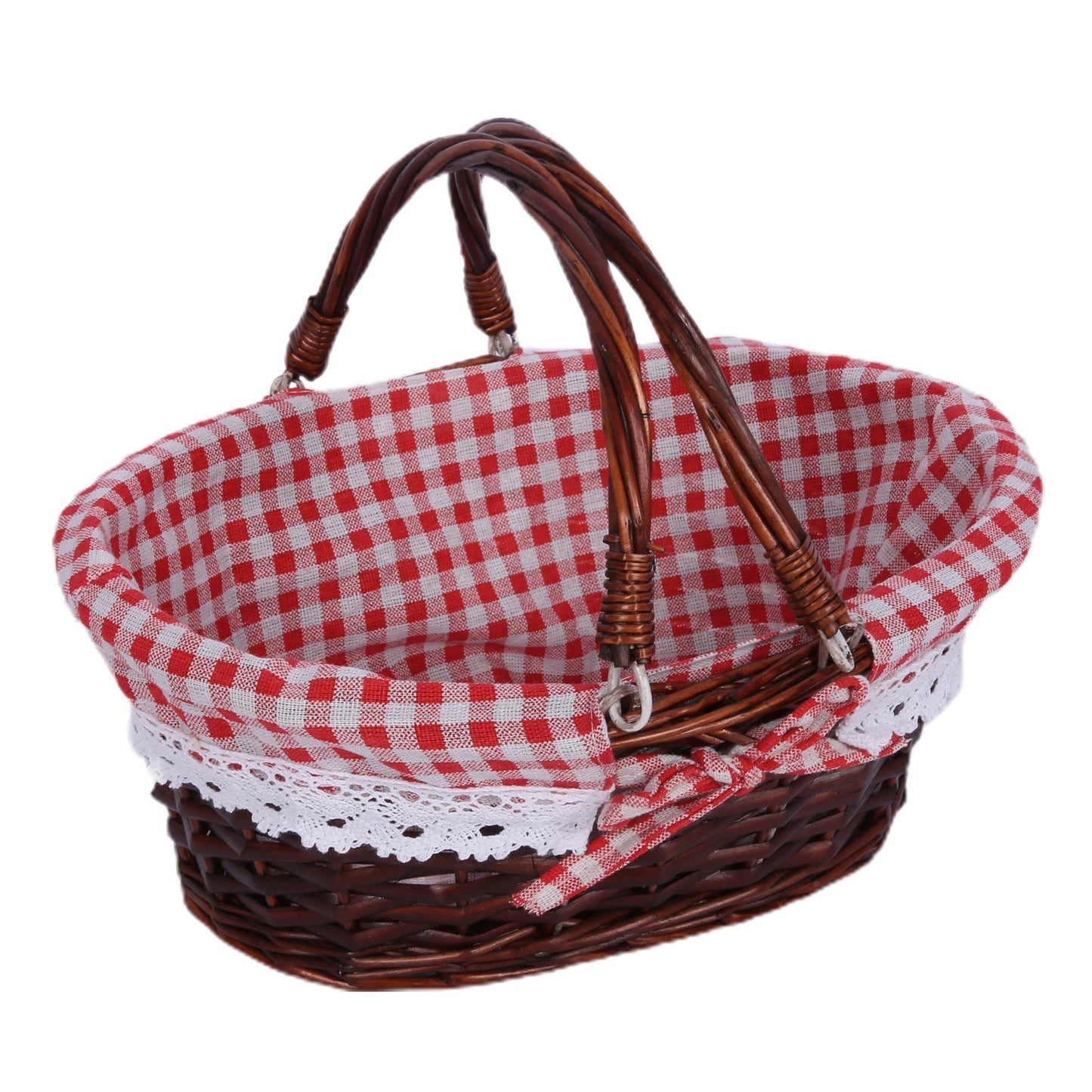 Woven Picnic Basket Woven Basket Folding Handle Portable Eco Friendly Rattan Picnic Basket for Bathroom Gift Rattan Woven Basket