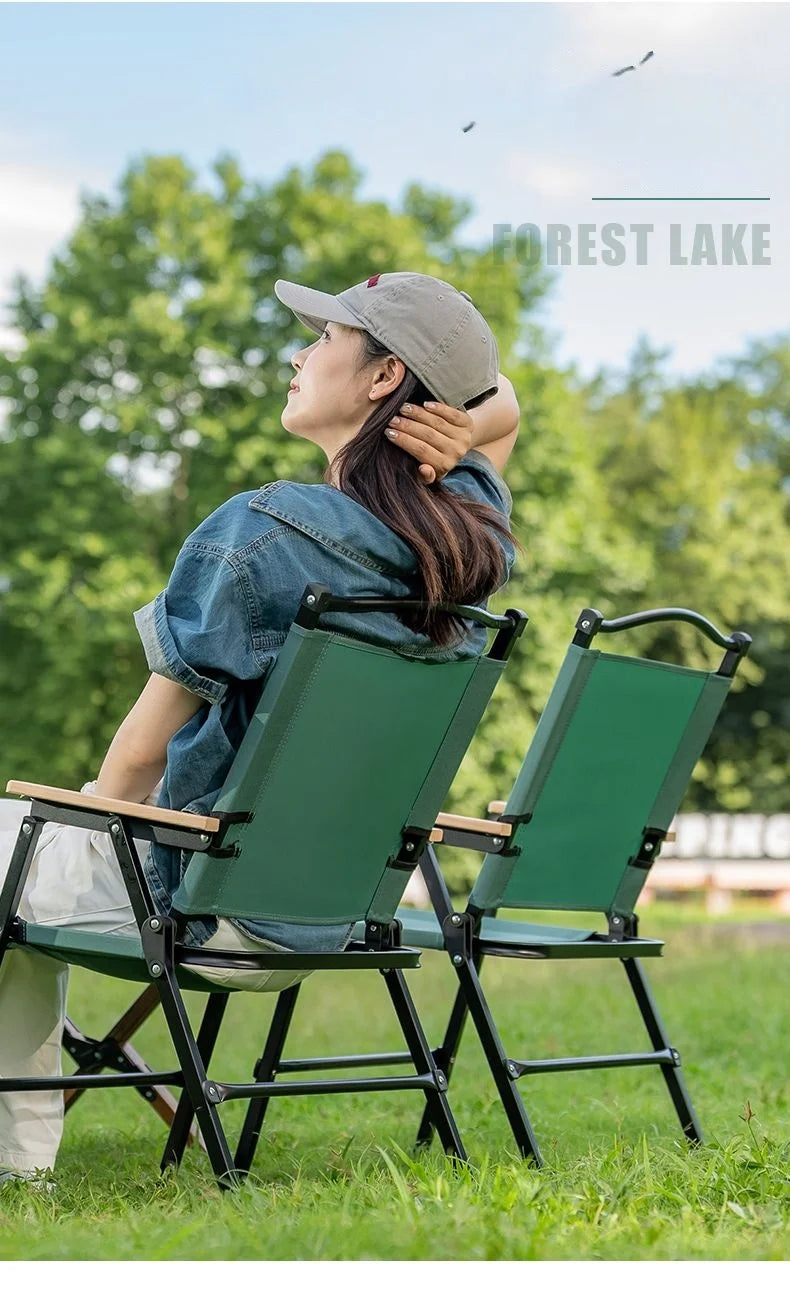 GIANXI Summer Outdoor Camping Green Folding Chair Aluminum Black Frame Portable ultra-light Fishing Chair Barbecue Beach Chair
