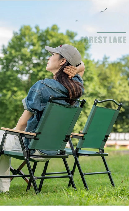 GIANXI Summer Outdoor Camping Green Folding Chair Aluminum Black Frame Portable ultra-light Fishing Chair Barbecue Beach Chair