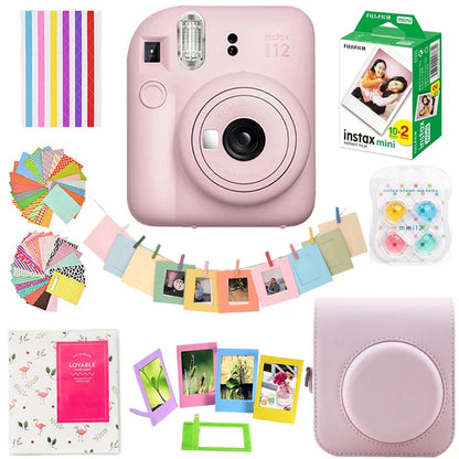 Genuine Fujifilm Instax Mini 12 Instant Camera With 20 Sheets Mini Film Paper Camera Shoulder Strap Bag Accessories Gift Suit
