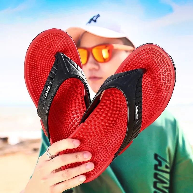 Massage Flip Flops for Men Summer Breathable Beach Shoes Sandals 46 Men Luxury Flip Flops Breathable Plus Big Size Men Slippers