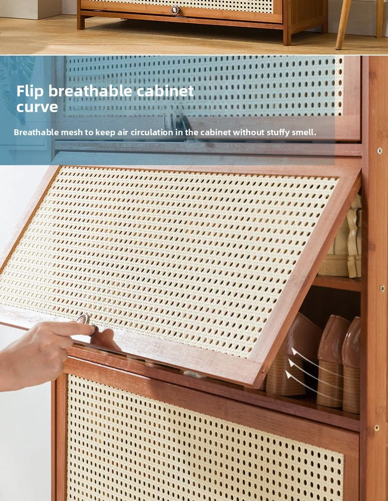 Imitation rattan woven shoe cabinet, simple shoe rack at the door of the home, economical, good-looking indoors